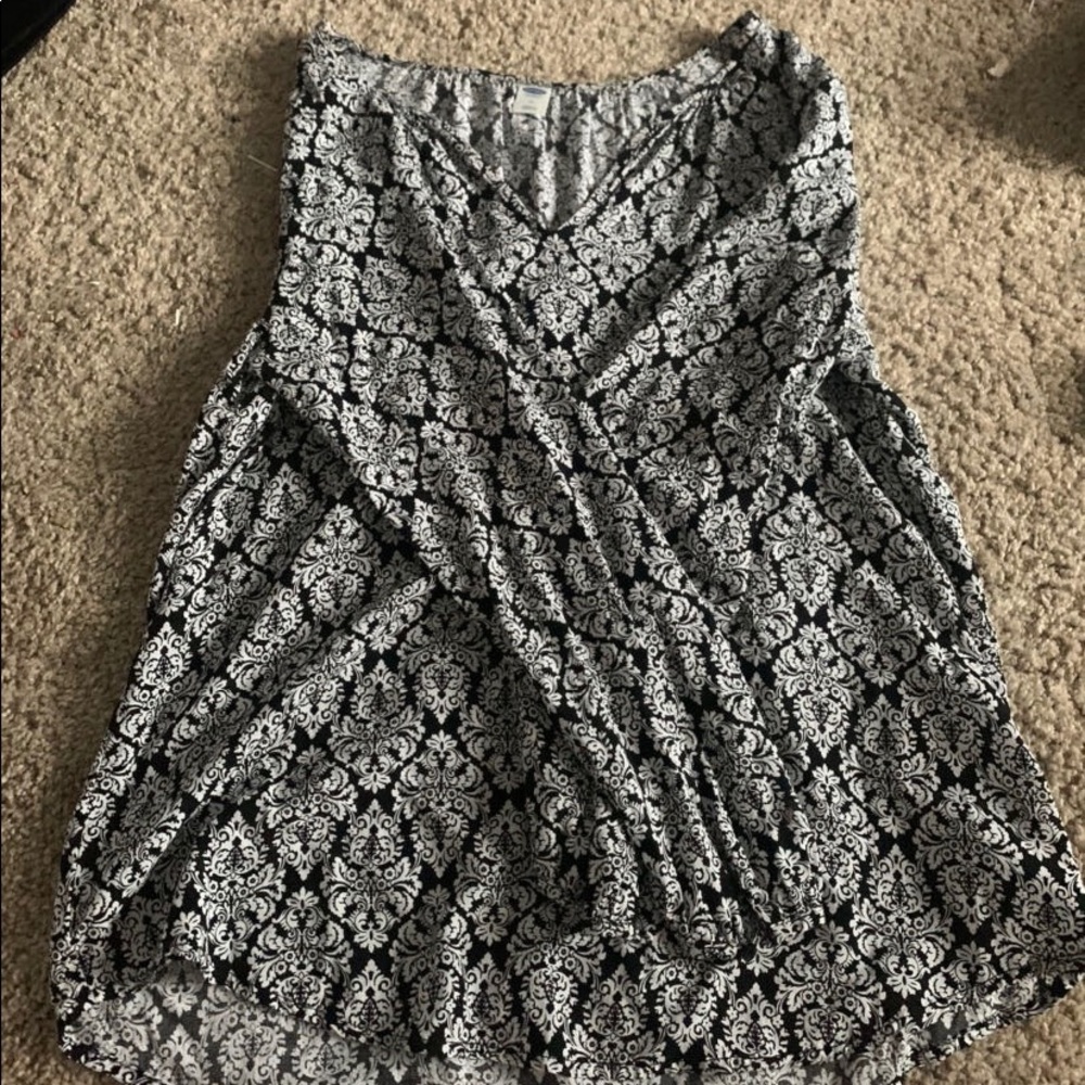 Black and white floral blouse